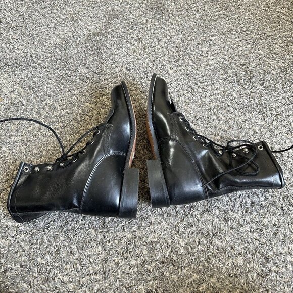 Vintage TEXAS ALL AMERICAN Made Kiltie Roper Boots Black Leather Womens 6 New - Picture 6 of 7